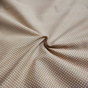 فروش اینترنتی پارچه آشپزخانه خال ریز کرم قهوه‌ای عرض 2 متر
