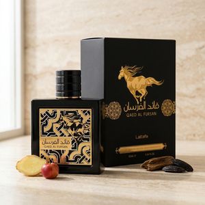 خرید آنلاین عطر ادکلن اصل امارات مردانه قاید الفرسان لطافه با هولوگرام 3 بعدی