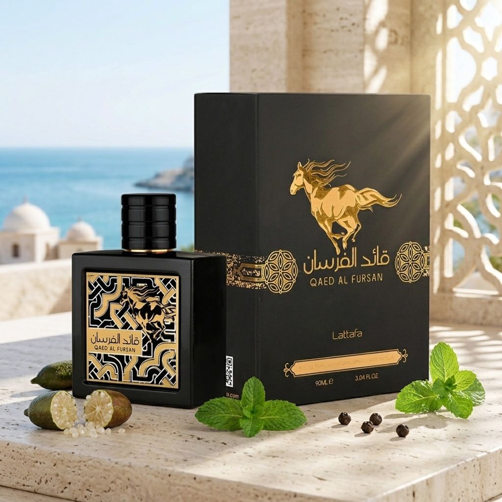 خرید انلاین عطر ادکلن اصل امارات مردانه قاید الفرسان لطافه با هولوگرام 3 بعدی
