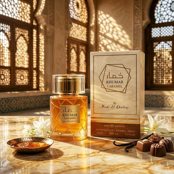 عطر جدید اصل امارات زنانه اکلایر وادی الخلیج مدل خمار کارامل حجم 100 میل