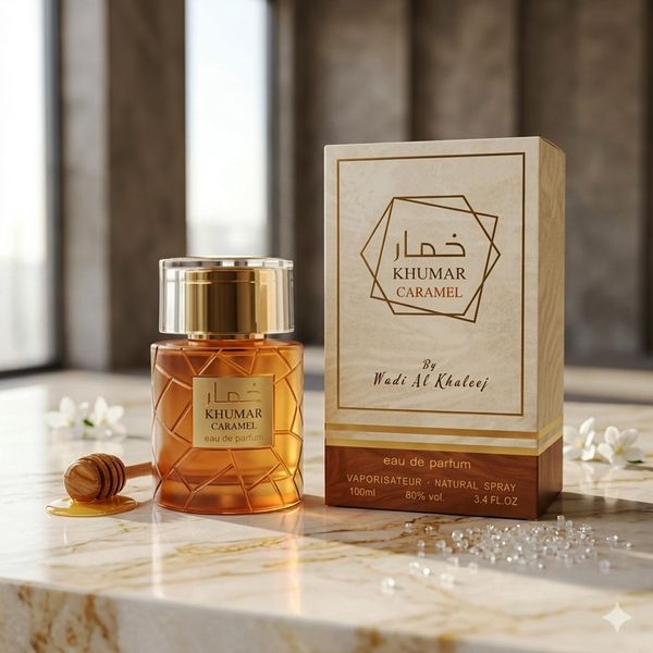 عطر جدید اصل امارات زنانه اکلایر وادی الخلیج مدل خمار کارامل حجم 100 میل