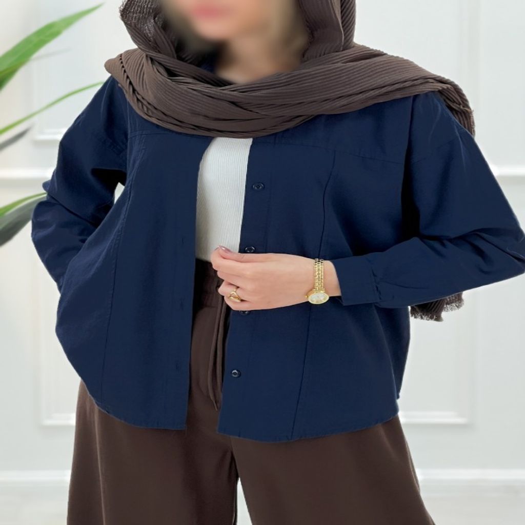 خرید اینترنتی قیمت شومیز زنانه تابستانه لینا - سرمه‌ای