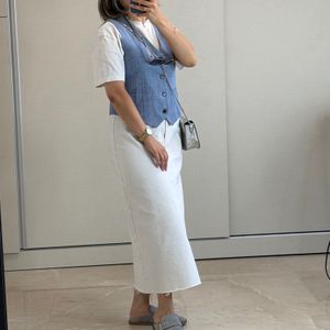 جلیقه لینن زنانه آستر دار نخی