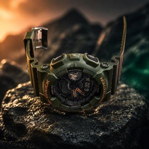 ساعت مچی مردانه و پسرانه کاسیو جی شاک بدنه سبز رنگ casio Gshock