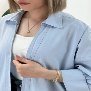 خرید اینترنتی قیمت شومیز مانتویی آستین پاکتی زنانه - آبی