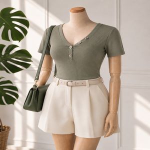 تیشرت یقه هفت زنانه سما - سبز