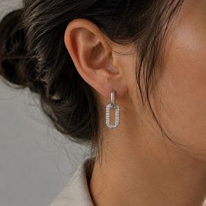 گوشواره آویز بیضی نگین‌دار