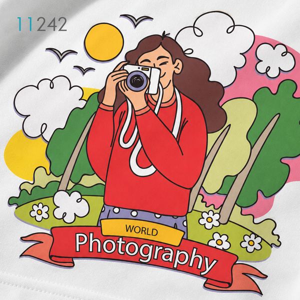تیشرت قواره آزاد سفید طرح عکاسی Photography