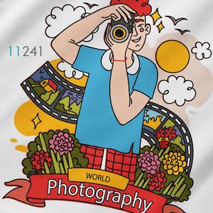 خرید اینترنتی قیمت تیشرت قواره آزاد سفید طرح عکاسی Photography