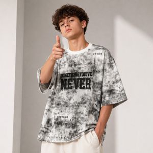 خرید اینترنتی قیمت تیشرت باکسی پسرانه طرح NEVER