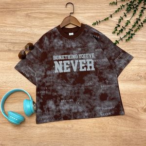 خرید اینترنتی قیمت تیشرت باکسی پسرانه طرح NEVER