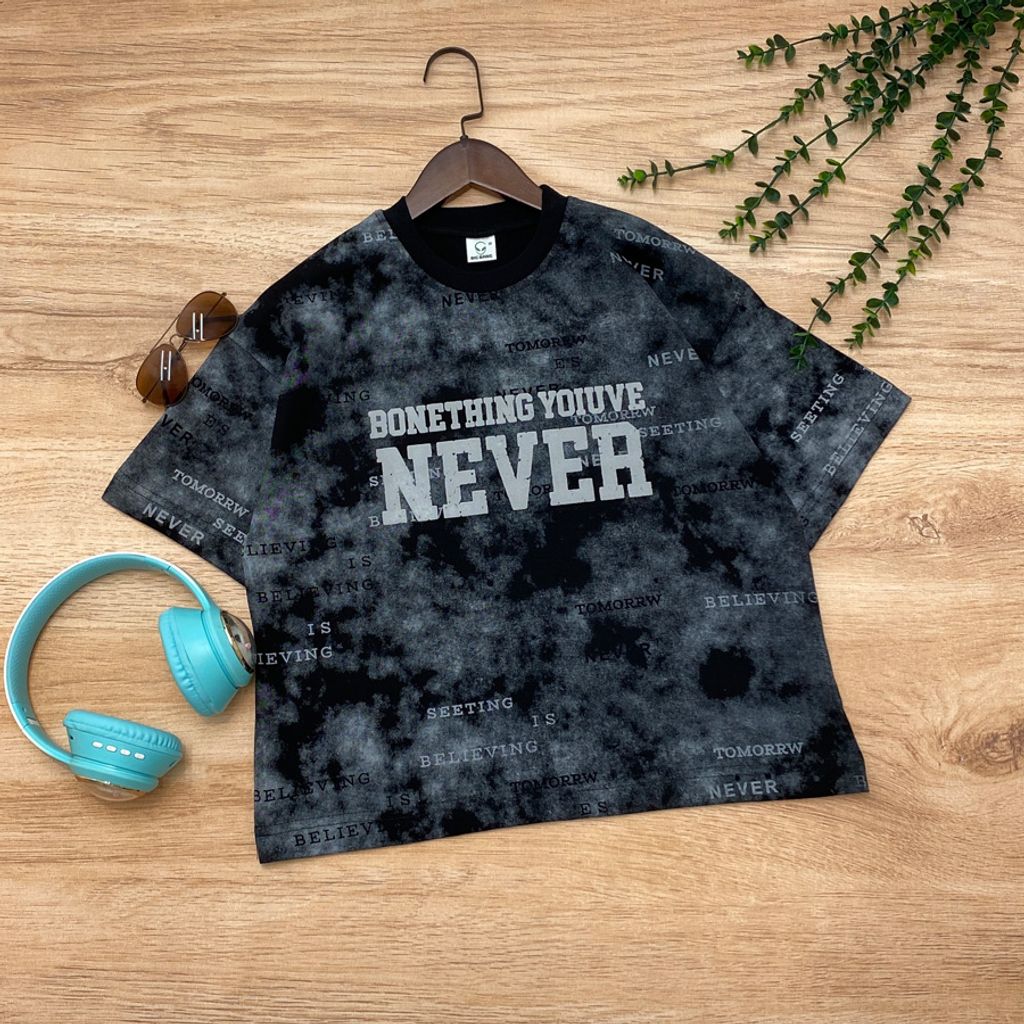 خرید اینترنتی قیمت تیشرت باکسی پسرانه طرح NEVER