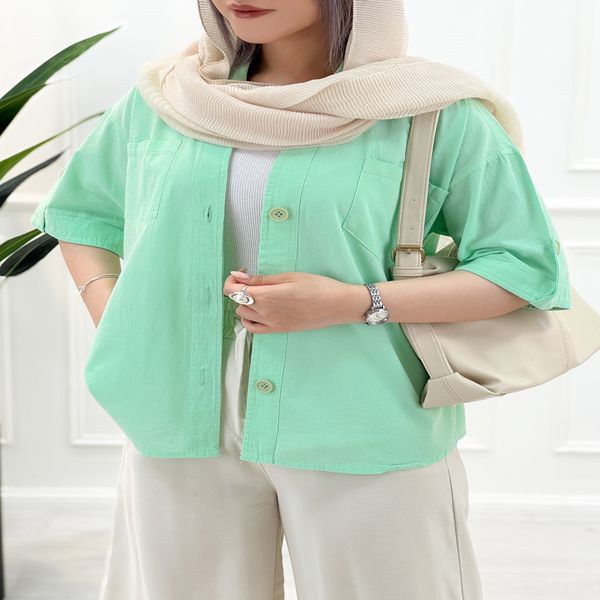 شومیز کوتاه زنانه مرجان - سبز1