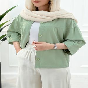 شومیز مانتو زنانه لینن یلدا - سبزتیره