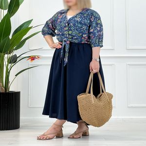 شومیز گره ای طرحدار آبرنگی زنانه - طرح5