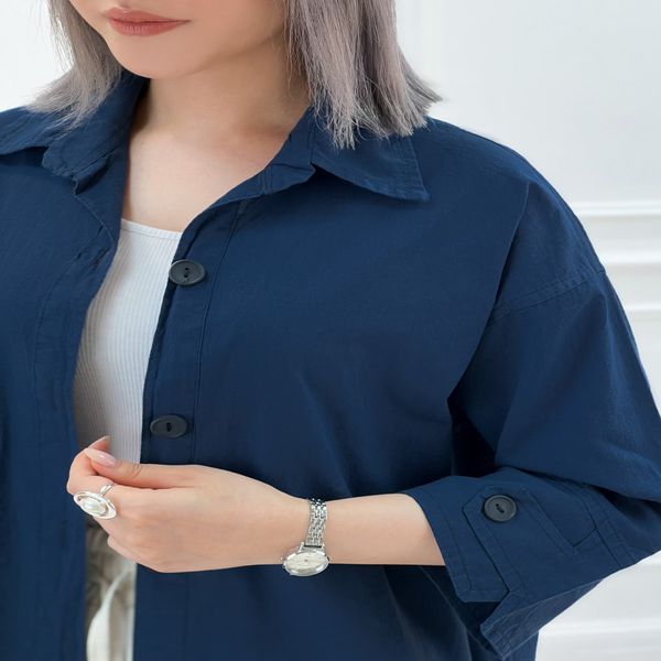 شومیز زنانه تابستانه پاگن دار - سرمه‌ای