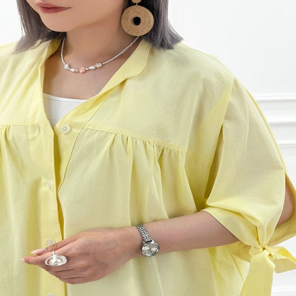 شومیز عروسکی زنانه دلارا - لیمویی