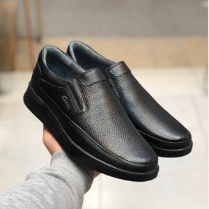 کفش چرم مردانه بی بند تکنو رنگ مشکی29