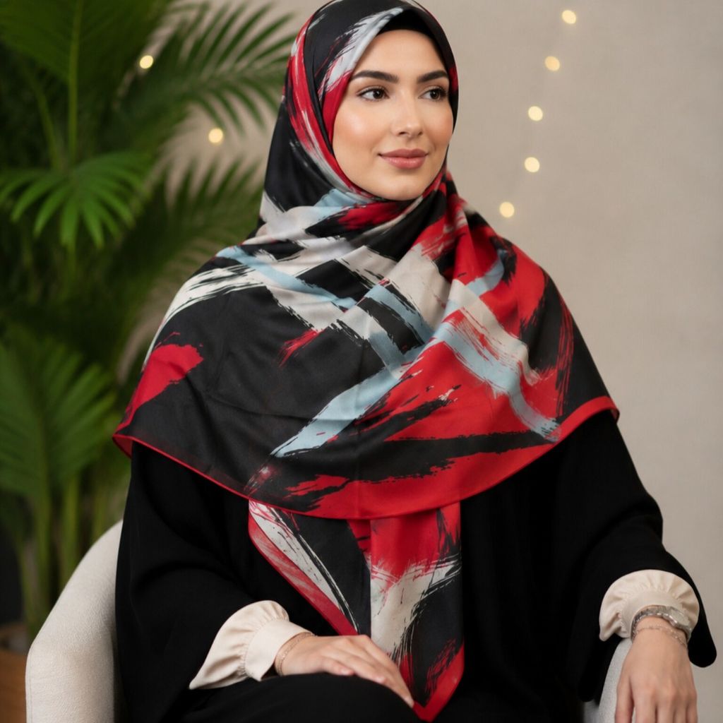 خرید انلاین روسری نخی طرحدار قرمز