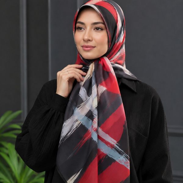 روسری نخی طرحدار قرمز