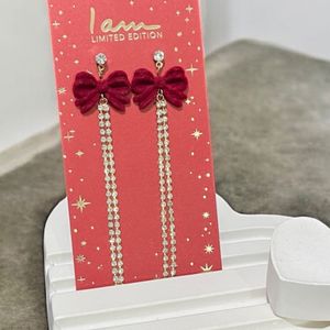 گوشواره زنانه طرح پاپیون نگینی کد 3337043