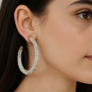 گوشواره زنانه دایره نگینی کد 3337037