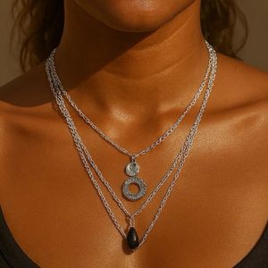 گردنبند زنانه زنجیری سه لاین کد 3336016