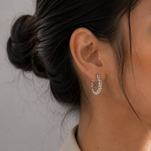 پک گوشواره حلقه‌ای ساده و نگین‌دار