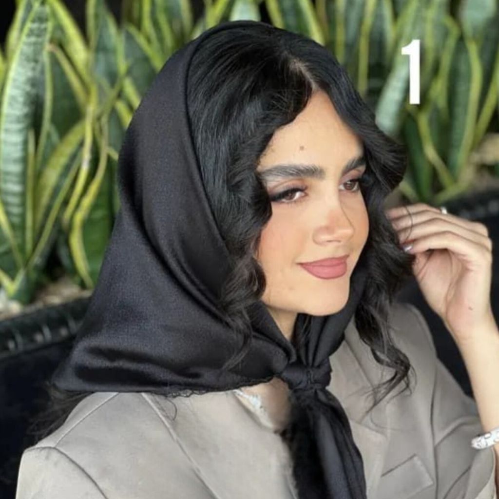خرید انلاین مینی اسکارف کریستال حاشیه دانتل مشکی
