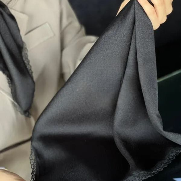 مینی اسکارف کریستال حاشیه دانتل مشکی