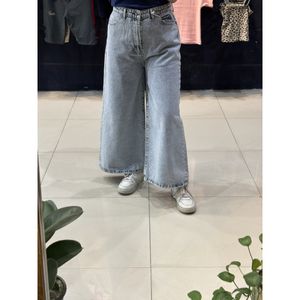 شلوار جین واید رنگ یخی مدل 554