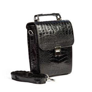کیف دستی و دوشی چرم طبیعی مدل (کروکو - مشکی)