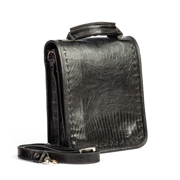 کیف دستی و دوشی چرم طبیعی مدل (لیزارد - مشکی)