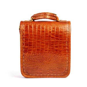 کیف دستی و دوشی چرم طبیعی مدل (کروکو - عسلی)