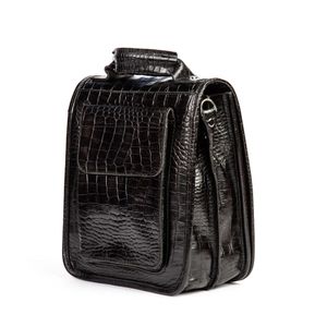 کیف دستی و دوشی چرم طبیعی مدل (کروکو - مشکی)