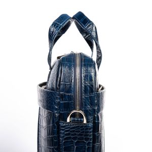 کیف اداری چرم طبیعی مدل (کروکو - سرمه ای)