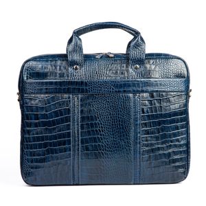 کیف اداری چرم طبیعی مدل (کروکو - سرمه ای)