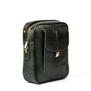 کیف دوشی چرم طبیعی مدل (لیزارد - سبز )