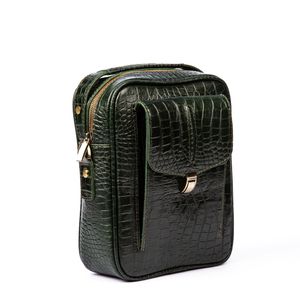 کیف دوشی چرم طبیعی مدل (کروکو - سبز)