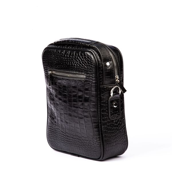 کیف دوشی چرم طبیعی مدل (کروکو - مشکی)