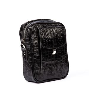 کیف دوشی چرم طبیعی مدل (کروکو - مشکی)