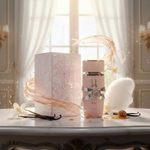 خرید اینترنتی عطر ادکلن زنانه یارا صورتی لطافه Lattafa Yara اصل با هولوگرام 3 بعدی