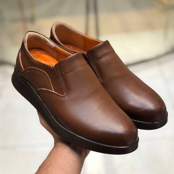 کفش چرم مردانه مدل فانتوم عسلی 409