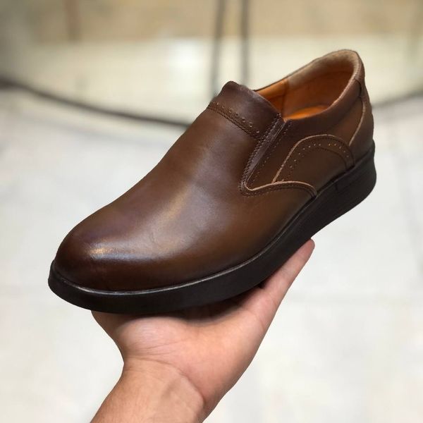 کفش چرم مردانه مدل فانتوم عسلی 409