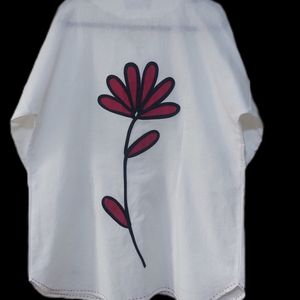 مانتو لنین سفید تکه دوزی