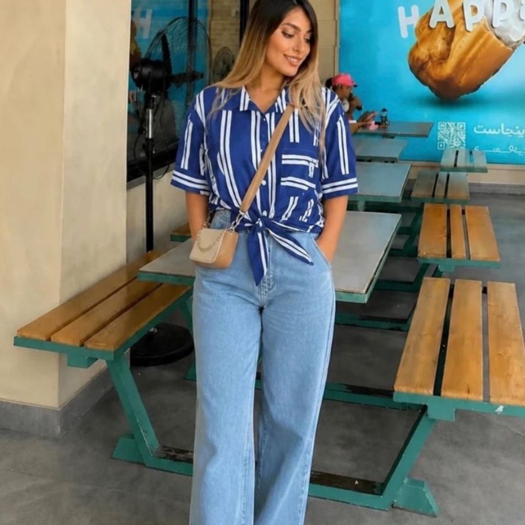 خرید آنلاین شومیزجلوگره راه راه