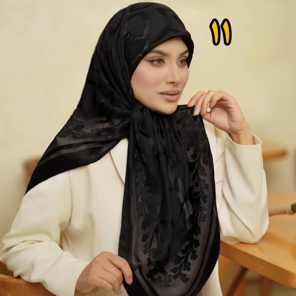 روسری مشکی مجلسی ابریشم دووره وارداتی