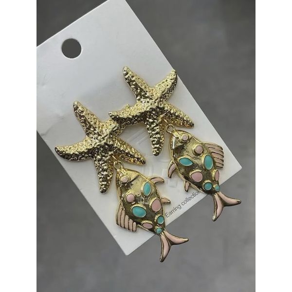 گوشواره ساحلی ماهی و ستاره دریایی