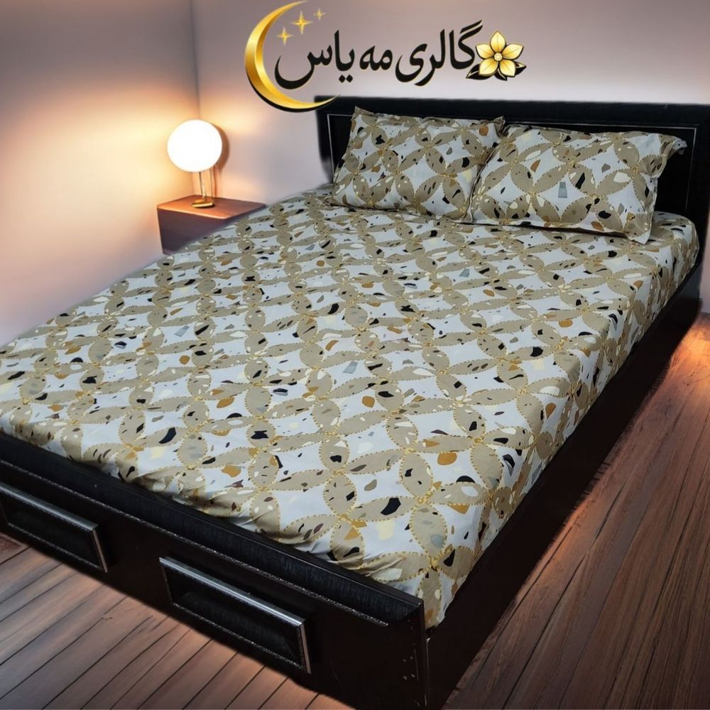 خرید اینترنتی روتختی نیم ست,ملحفه کشدار 3تیکه طرح خردلی