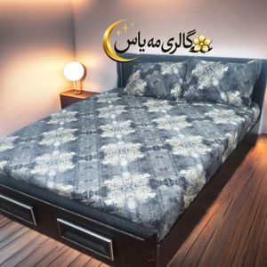 روتختی نیم ست,ملحفه کشدار 3تیکه طرح بژوخاکستری